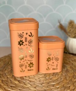 Set de Tarros Cuadrados HOT STAMPING sin Mate - Canela