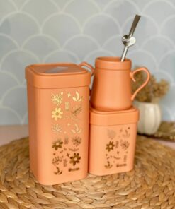 Set de Tarros Cuadrados HOT STAMPING - Canela