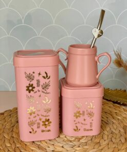 Set de Tarros Cuadrados HOT STAMPING - Rosa Viejo