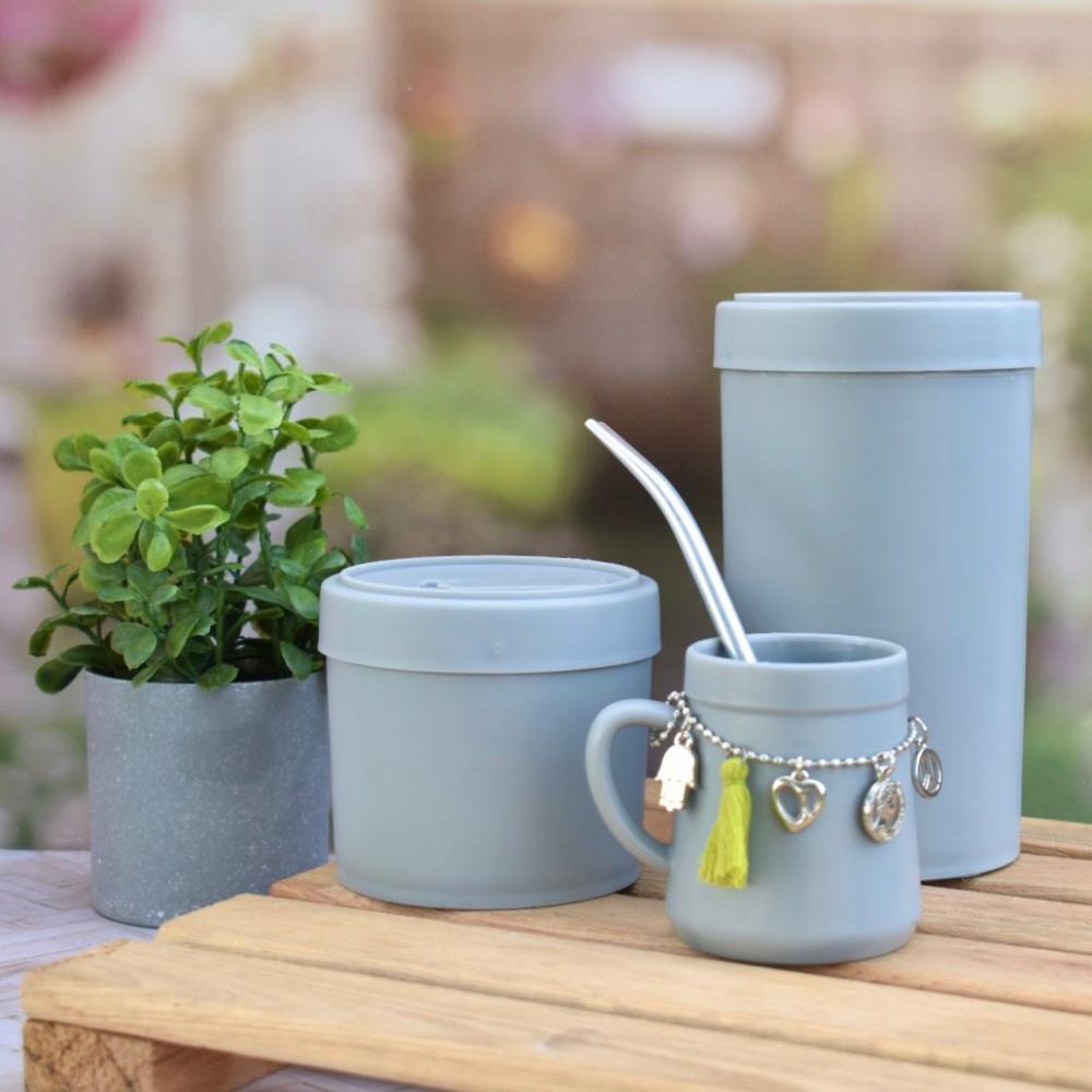 Combo Latas + Mate Vintage - Gris