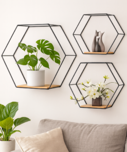 Estantes Flotantes Hexagonales x3