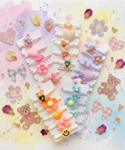 Alternative view of Colita de pelo x5 - Flores y corazones