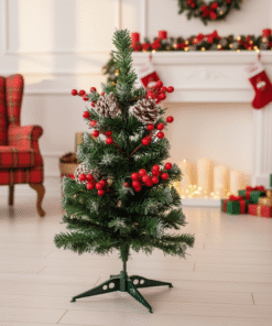 Arbol Navidad 60cm nevado con piñas