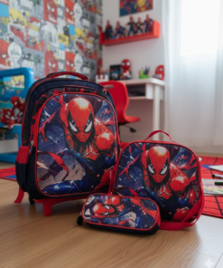 Set de Mochila con Carrito + Lunchera + Cartuchera - Tonos Azules
