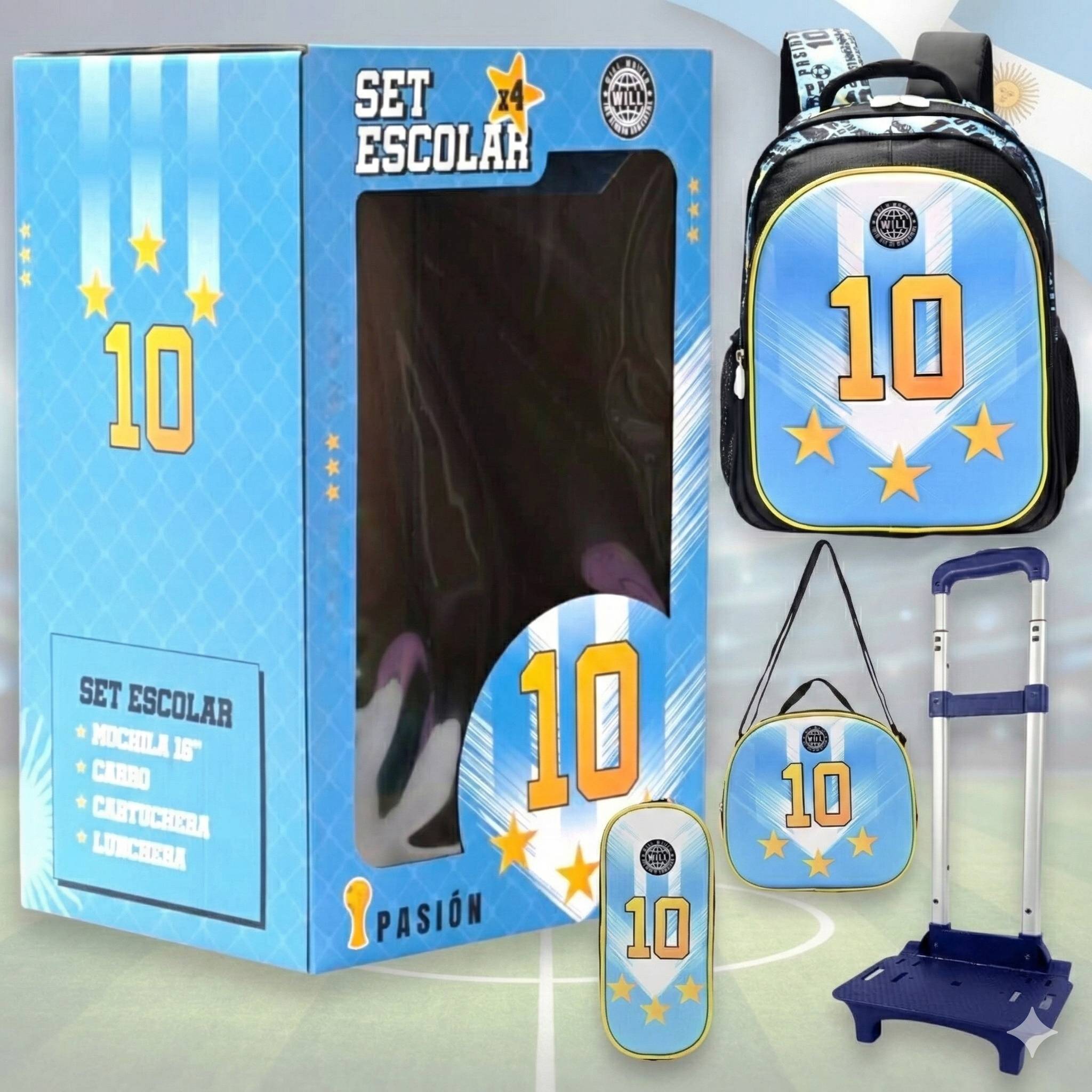 Set Mochila x4 con Carro 16’’ - FUTBOL