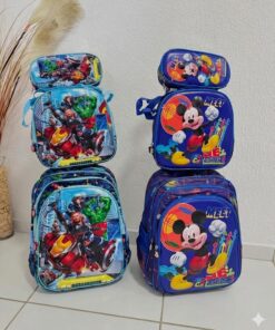 Set de Mochila 3 cierres + Lunchera + Cartuchera - Tonos Azules