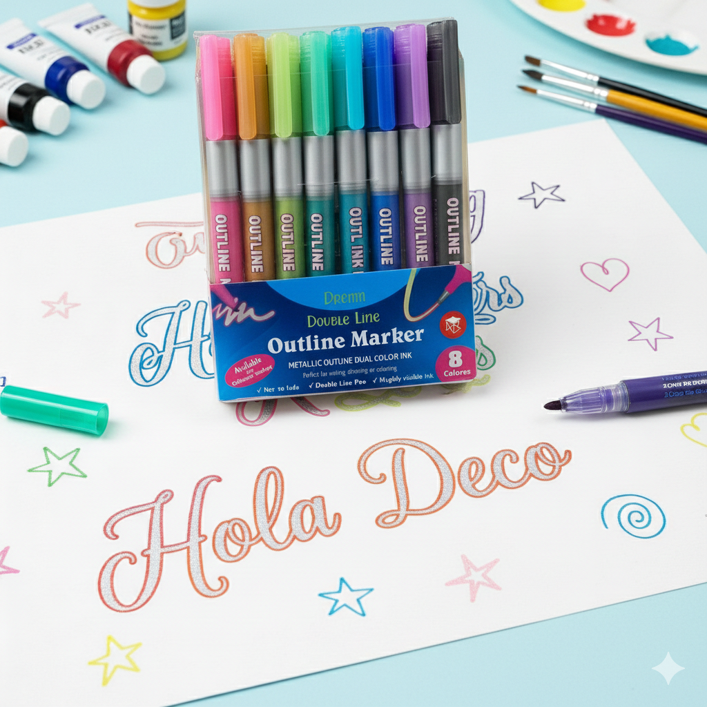 Marcadores Outline Doble Linea - Set x8