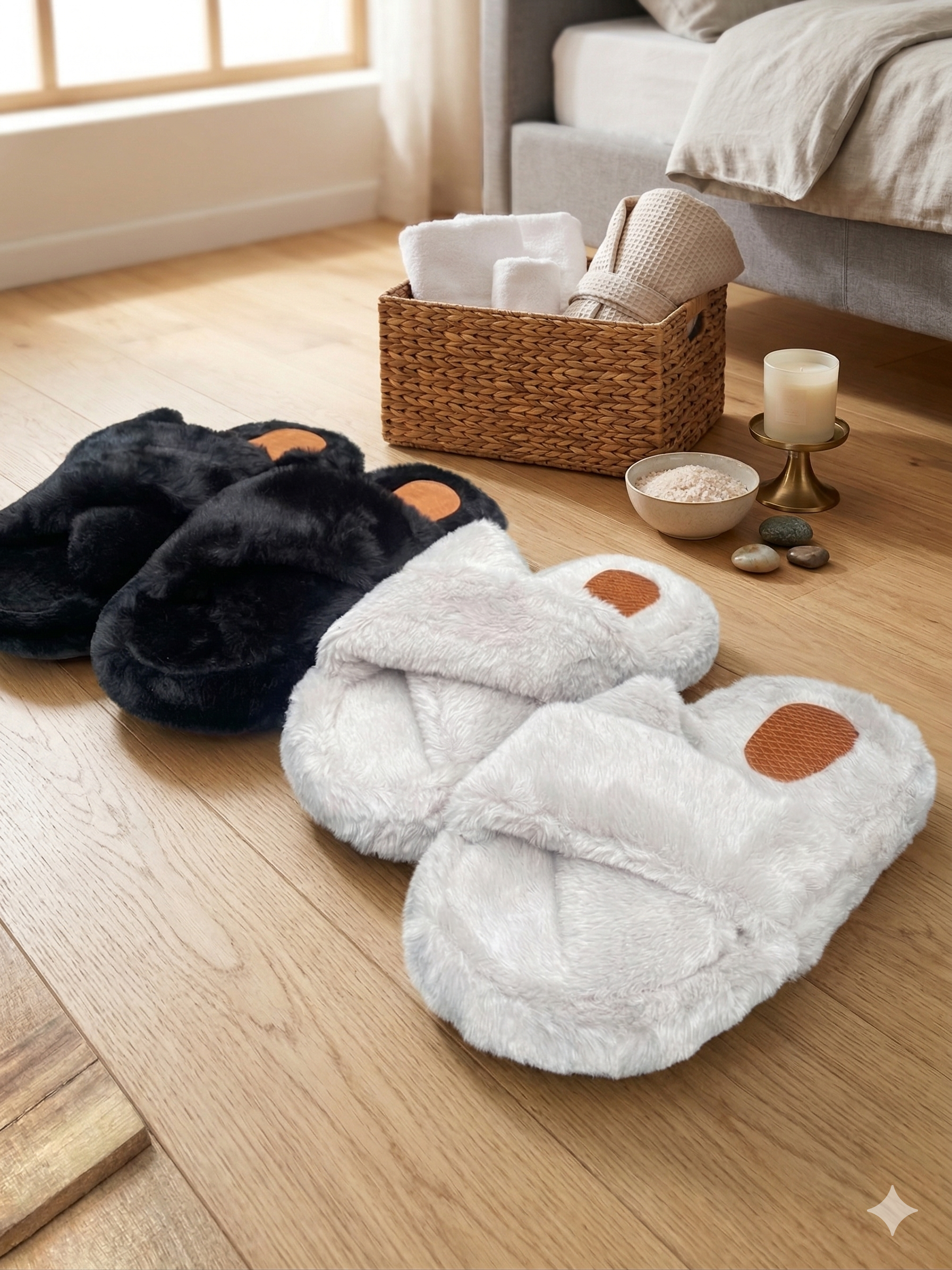 Pantufla Peludita Cruzada - Premium