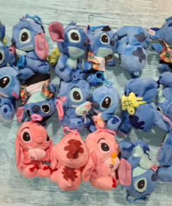 Llavero Peluche - Angel y Stitch con accesorios
