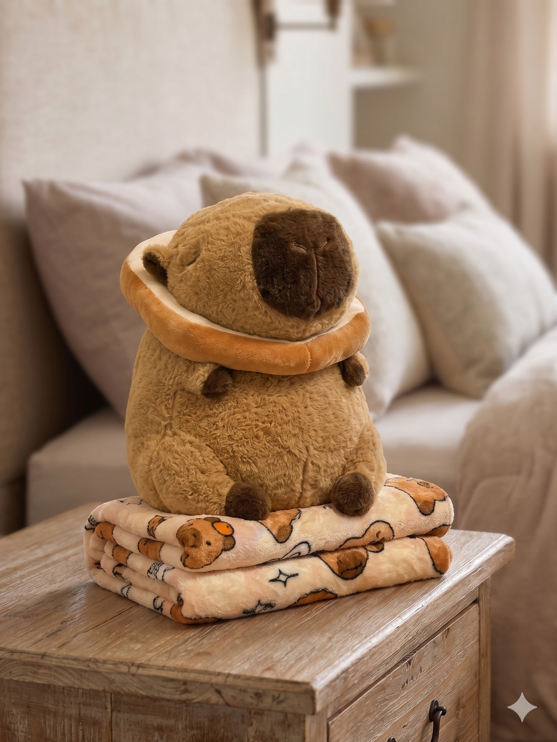 Peluche con manta - Capybara tostada