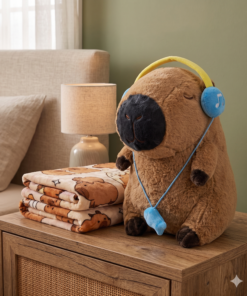Peluche con manta - Capybara con auricular