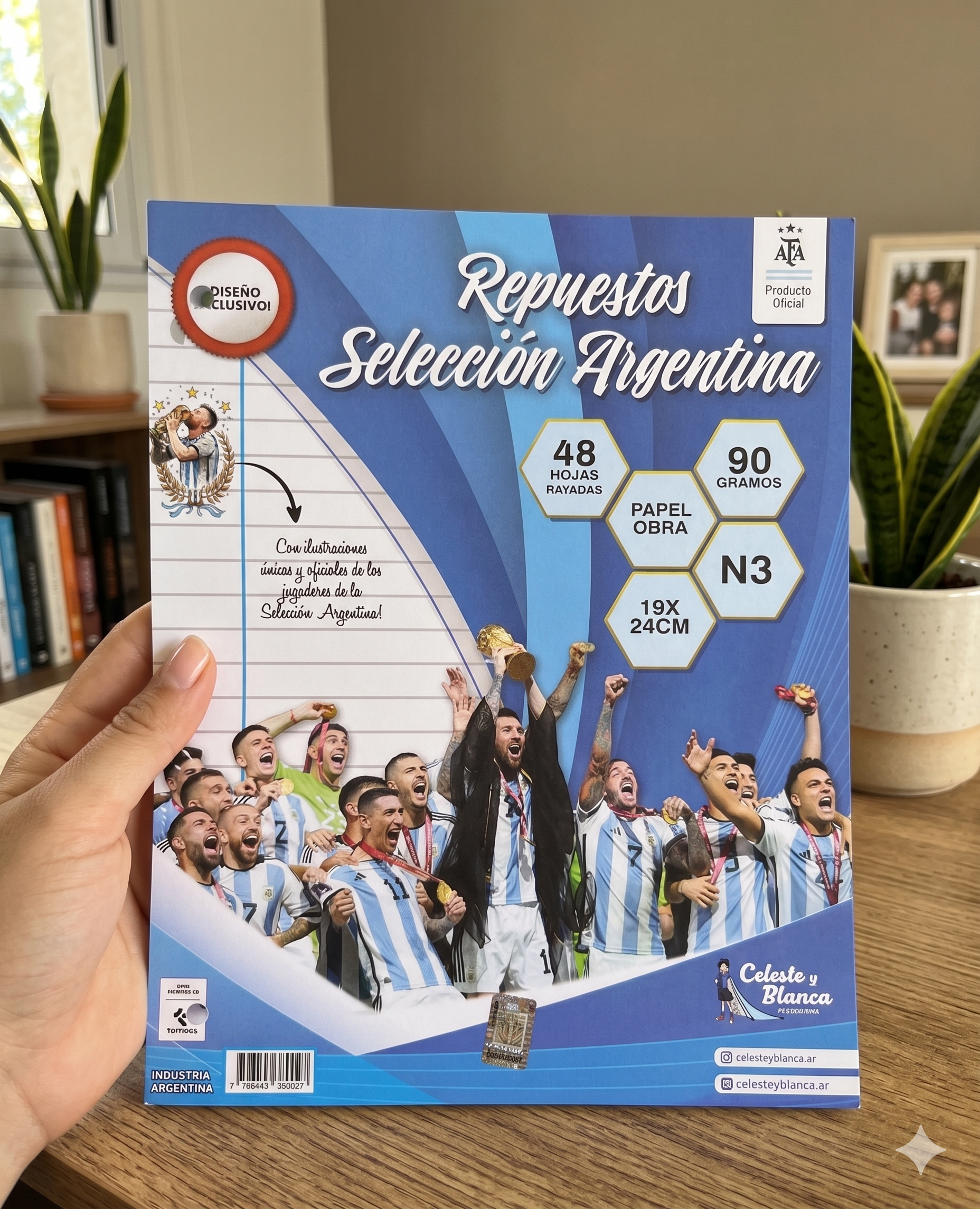 Block x48 hojas CUADRICULADAS - Seleccion Argentina Oficial