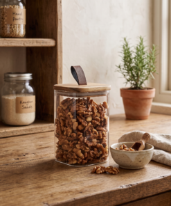 Frasco Rectangular Tapa de Bambu 16cm