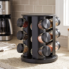 Especiero giratorio Acero inox. y vidrio x12 - Negro - Hudson