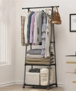 Perchero Organizador de Ropa - Con doble estante y rueditas