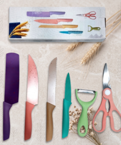 Mini Set x4 Cuchillo + Tijera y Pela papa - Colores