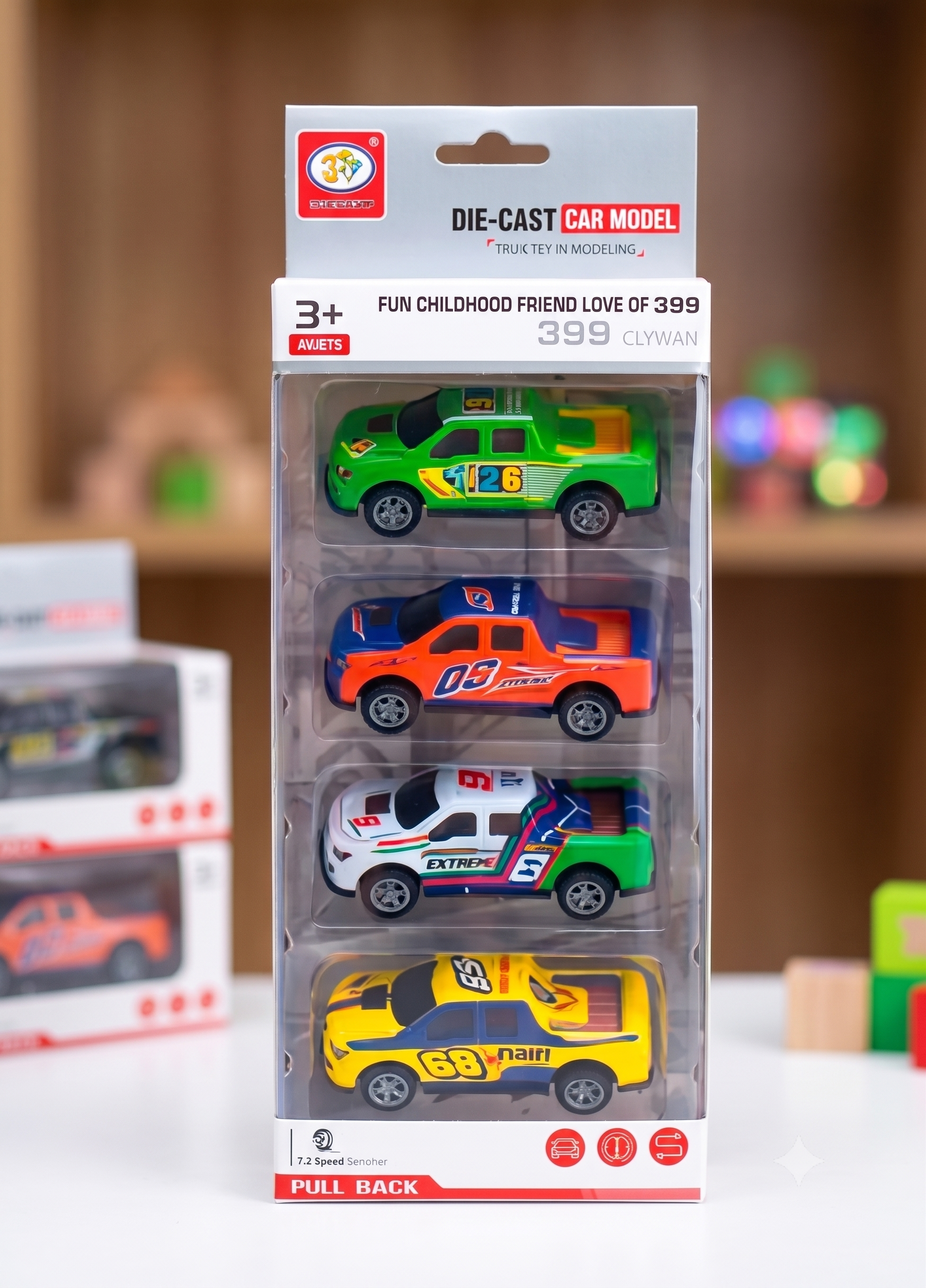 Set 4 Autos/camioneta A Friccion