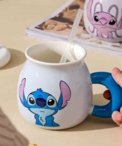 Taza Ceramica C/Tapa - Stitch y Angel - Imagen 3