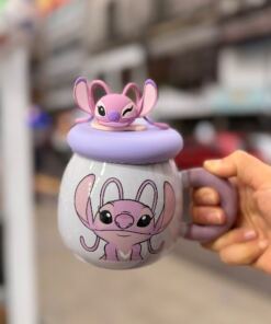 Alternative view of Taza Ceramica C/Tapa  - Stitch y Angel