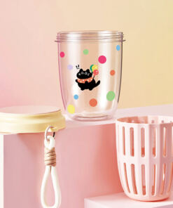 Vaso Escurridor p/ Frutas + Cubierto - Happy Gatito - Imagen 3