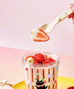 Alternative view of Vaso Escurridor p/ Frutas + Cubierto - Happy Gatito