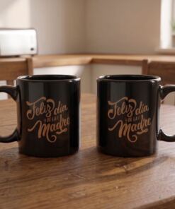 Taza negra dia de la madre