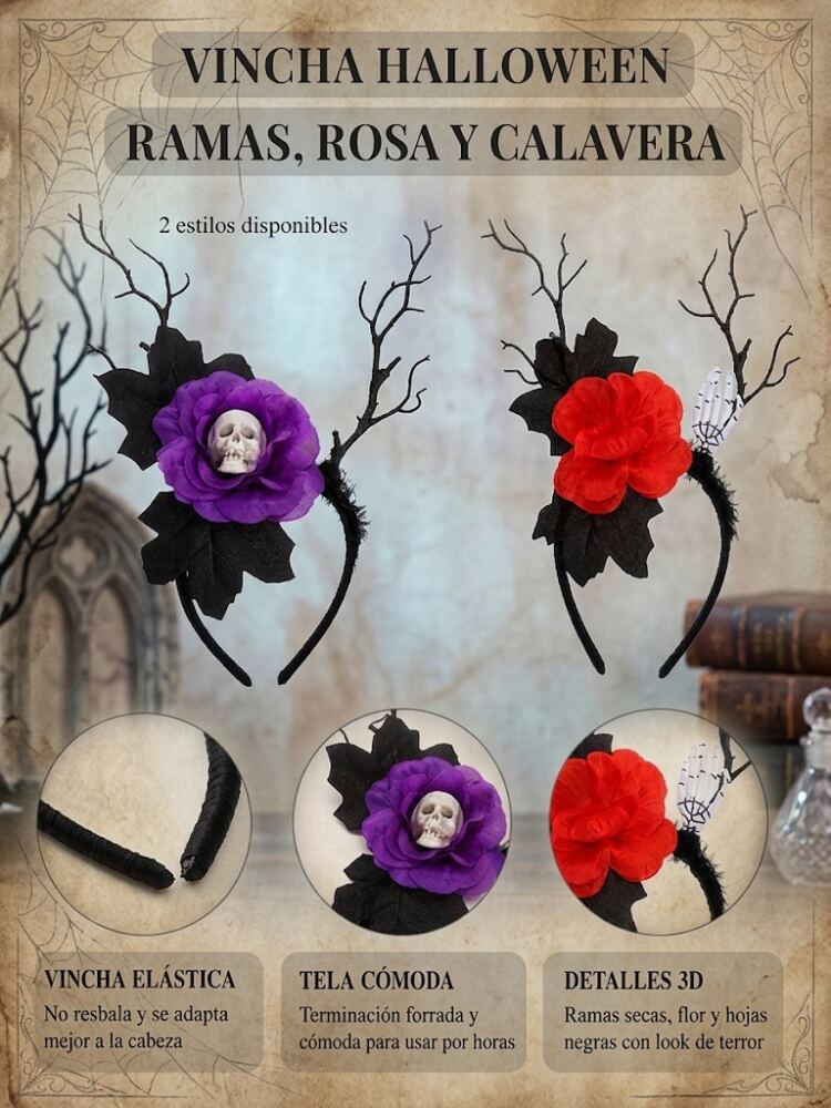 Vincha Halloween - Rosas