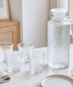 Jarra de vidrio + 4 Vasos
