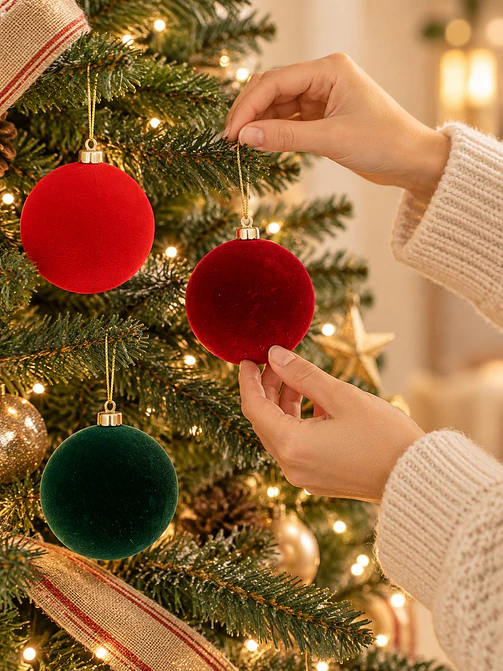 Bola de Navidad Terciopelo x6