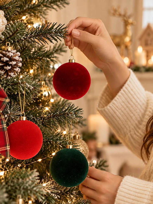 Bola de Navidad Terciopelo x6 - Imagen 2