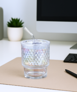 Vaso de Vidrio Tramado con sorbete